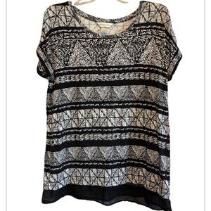 Christopher & Banks Black & White Longer Top Sheer Bottom Size Large